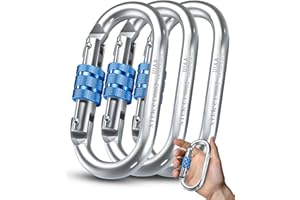 XTEK Climbing Carabiner Clip – UIAA Certified 25 kN 5620 LB, Large Heavy Duty Carabiners for Climbing: Oval-Shape, Screw Locking Steel Caribeener Clips, Hammocks, Hiking, Camping – Durable & Tested