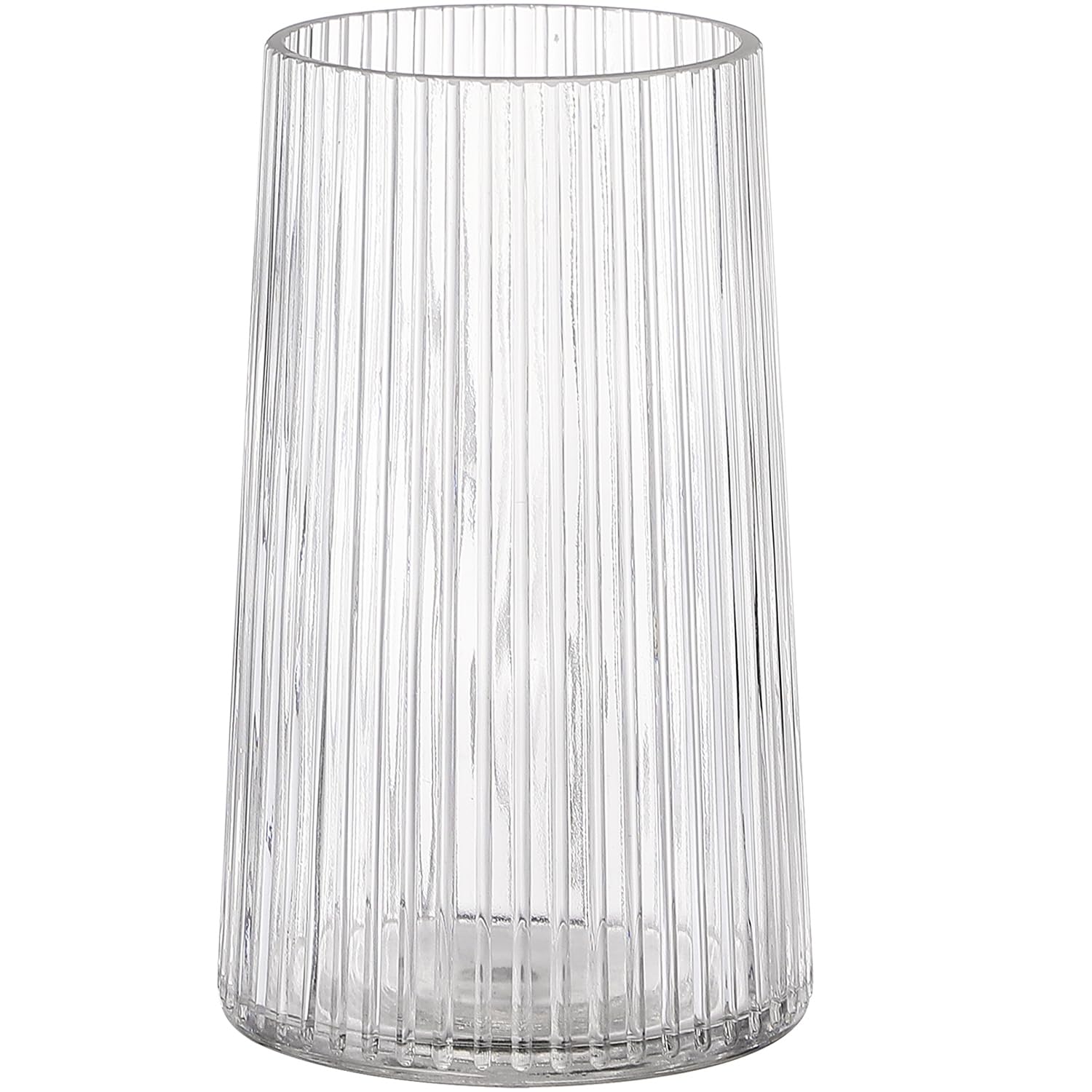 KAYLETIN Clear Glass Vase for Flowers, Glass Flowers Vase, Flower Vases for Bouquet, Modern Ribbed Vases for Living Room, Dining Room, Coffe Table, Office, Wedding, 20CM
