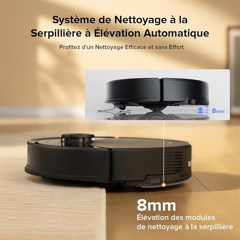 Q10 S5 Set Robot Aspirateur Laveur 10000Pa, Double Anti-emmêlement