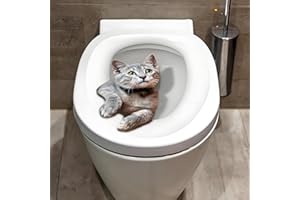 Cute Cat Toilet Stickers, Cat Waterproof Self-Adhesive Removable Toilet Lid Decal Waterproof for Bathroom Decoration, Lid and