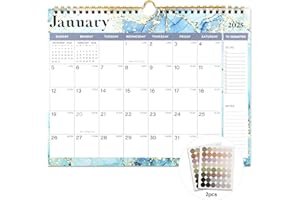 Vibrant Focus 2025-2026 Wall Calendar - 18 Monthly Wall Calendar 2025-2026, January 2025 - June 2026, 8.5" x 11", 2025-2026 Calendar with Twin-Wire Binding, Hanging Hook, Blocks and Julian Dates (2025-2026 Wall Calendar Blue)