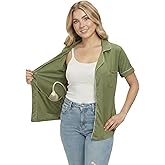 USBD Post Mastectomy Shirt with Drain Pockets Lapel Collar Post Op Button Down Recovery Tops