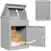 Durabox Steel Delivery Box with Lock for Secure Receiving Small Packages, Parcel, Mail and Other Items Fully Assembled Drop Box (Dark Grey)