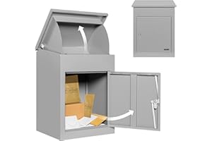 Durabox Steel Delivery Box with Lock for Secure Receiving Small Packages, Parcel, Mail and Other Items Fully Assembled Drop Box (Dark Grey)