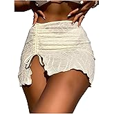 SHENHE Women's Swimsuit Coverup Ruched Slit Beach Skirt Bathing Suit Cover Up Resort Outfits