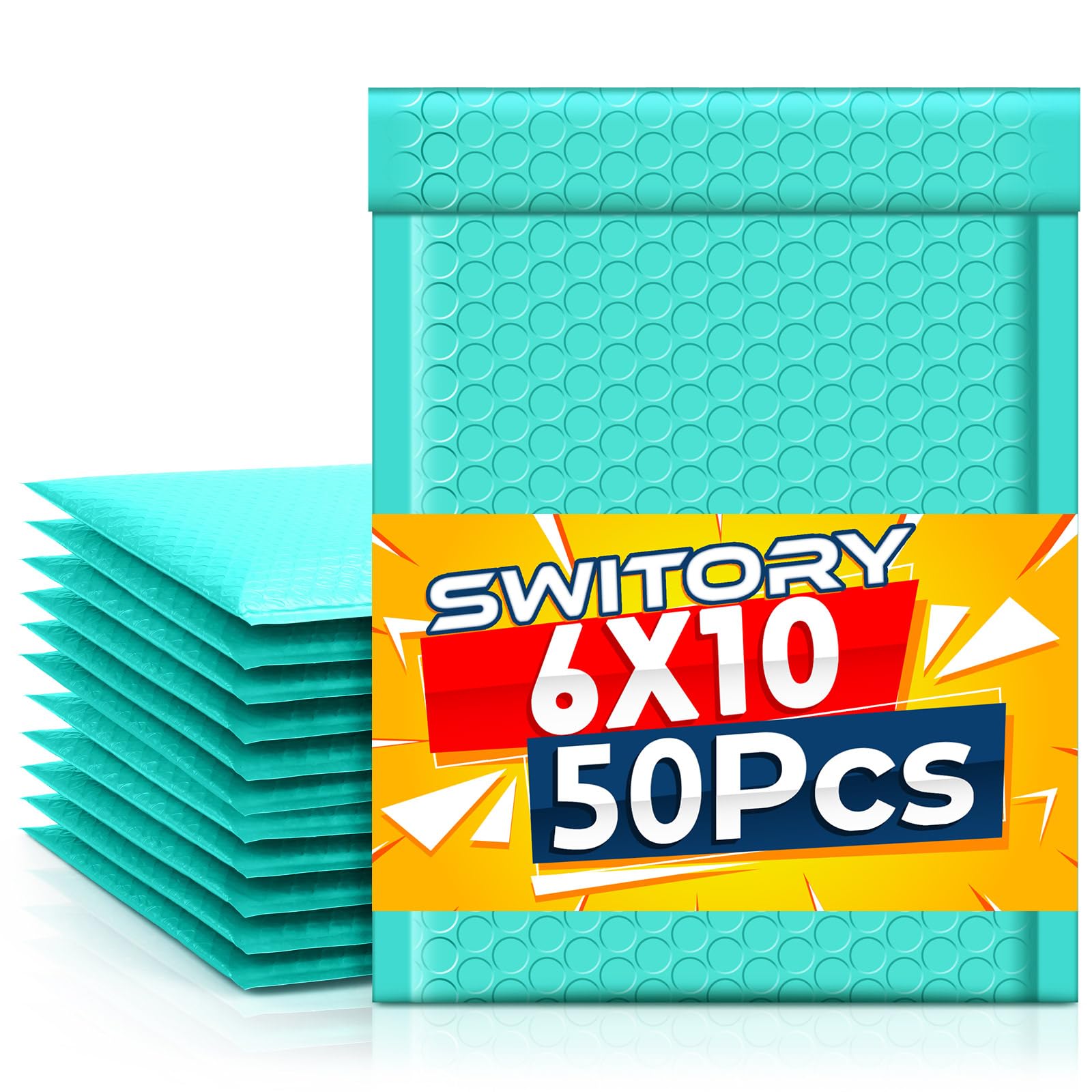 Switory 50pcs Padded Envelopes A5 Bubble Mailers 6x10In Packaging Bags Small Bubble Envelopes Wrap Envelope Mailer Bags Poly Mailers 15.3cmx22.9cm, Green