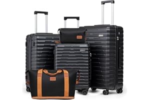 Cosbarn Luggage Sets 5 Piece Suitcases with Wheels, Suitcase Set ABS Hard Case Luggage with Spinner Wheels Durable Travel Luggage