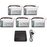 Fytoo 5PCS 3.7V 400mAh Lithium Battery with 5 in 1 Charger for SYMA Q11 H99W H31 H6C H98 AT-96 TR-C385 TR-P51 TR-F22 Quadcopt