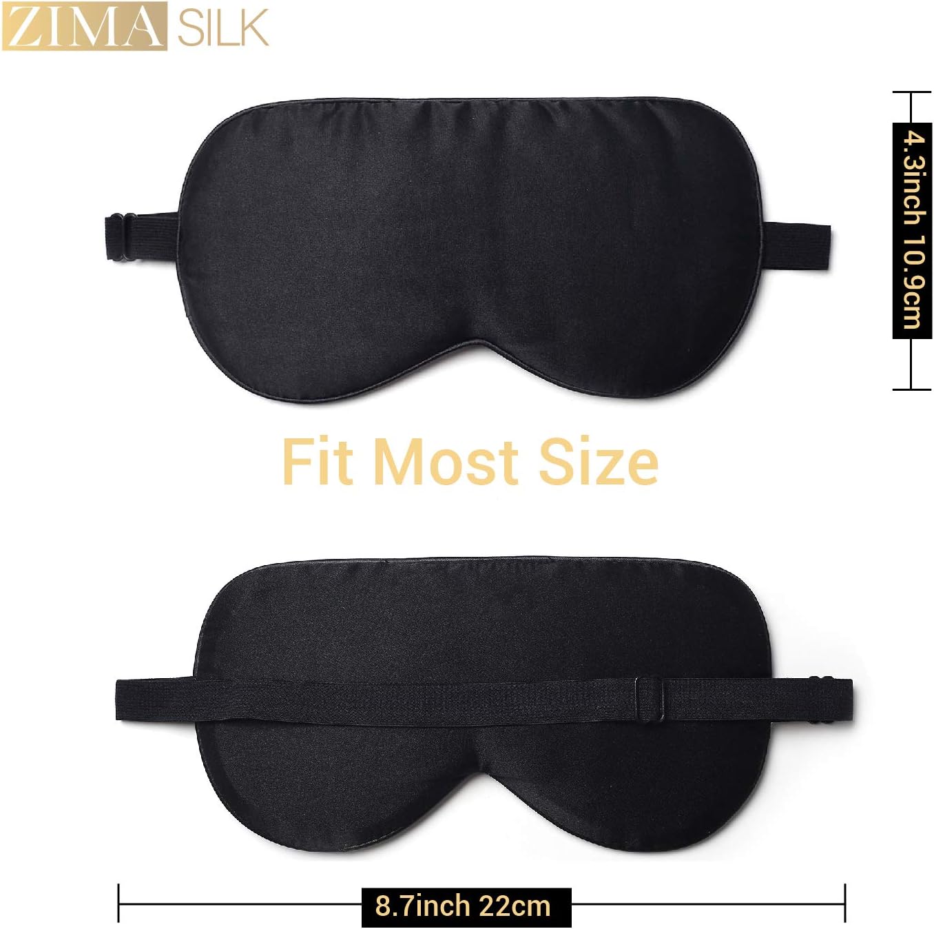 ZIMASILK 100% Natural Silk Eye Mask Blindfold,Adjustable Super-Smooth Soft Sleep Eye Mask for Sleeping with Bag(Black) - Image 3