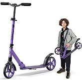 Outdoor Cruiser Kick Scooter for Ages 6+, for Kids, Teens, and Adults, Max Load 250 LBS, Foldable, 8-inch Big Wheels, Dual Suspension, 3 Adjustable Levels, Child Safety Approved, Purple