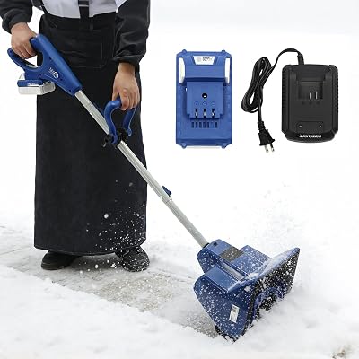 Cordless Snow Shovel, Electric Snow Blower Rechargeable Snow Thrower Snow Sweeper 11.02 Inch Wide w/4.0Ah Lithium Batteries with Ten Cells for Quickly Remove Both Thin & Thick Snow Cover