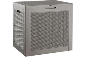 NUNU LAB Outdoor Storage Box 31 Gallon,Waterproof Indoor Outside Deck Boxes,Backyard Storage Bin for Package Delivery,Garden Tools,Patio Cushions,Pool Accessories,Storage Bench Lockable Lid,Tool Box