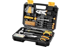 DEKOPRO 50 Piece Tool Set General Household Hand Tool Kit with Plastic Toolbox Storage Case All Purpose Home Tool Kit Include