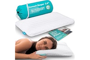 BLISSBURY Stomach Sleeping Pillow – Ultra Thin 2.6" Memory Foam for Neck and Cervical Support | Flat Pillow for Belly Sleeper | Low Loft Design for Comfort and Better Sleep