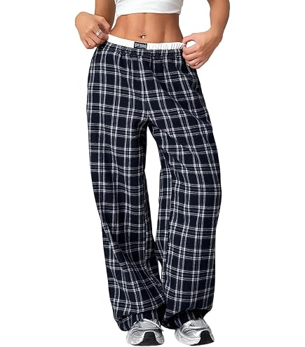 SOLY HUX Women's Plaid Checkered Pants Flannel Pajama Pants Lounge