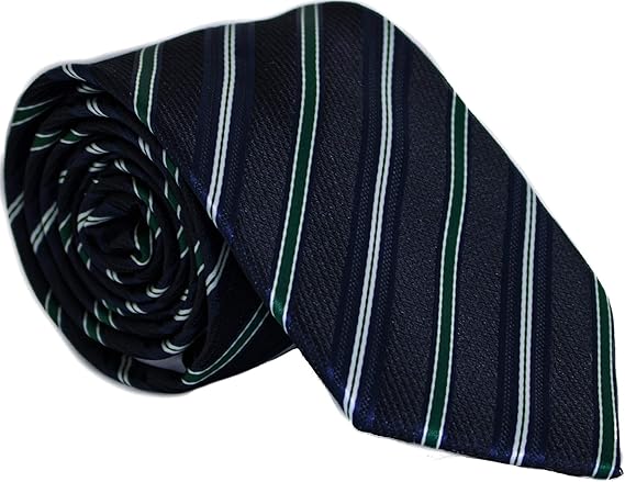 Gravata preta com listras verdes, azuis e brancas - Tradicional