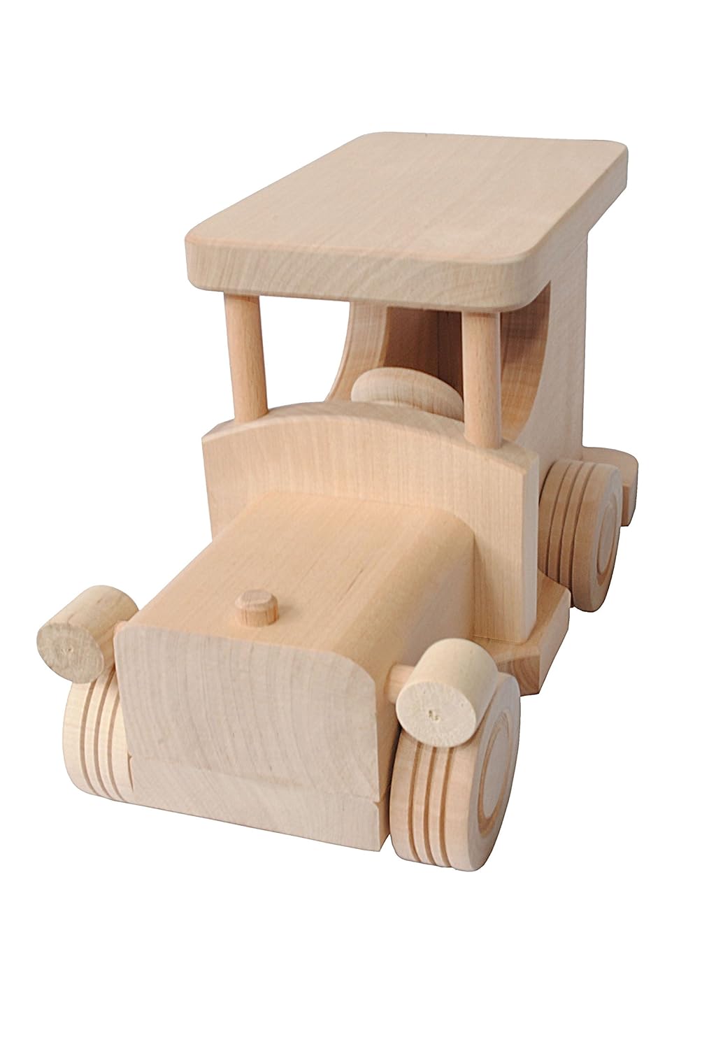 ECO FRIENDLY TOY WOODEN KIDS PUSH ALONG VINTAGE CAR NATURAL WOOD [PS01