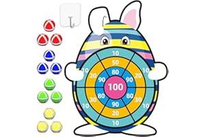 JKGIFTS Easter Basket Stuffers, 30” Large Bunny Dartboard Game with 12 Sticky Balls, Easter Eggs Fillers, Easter Baskets for Kids Boys Girls Toddlers Gifts Party Favor Supplies Decorations