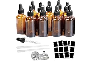Z-synka 10 Pack 2 Oz Amber Glass Bottles with Dropper, UV Protection, for Essential Oils, Serum, Liquids