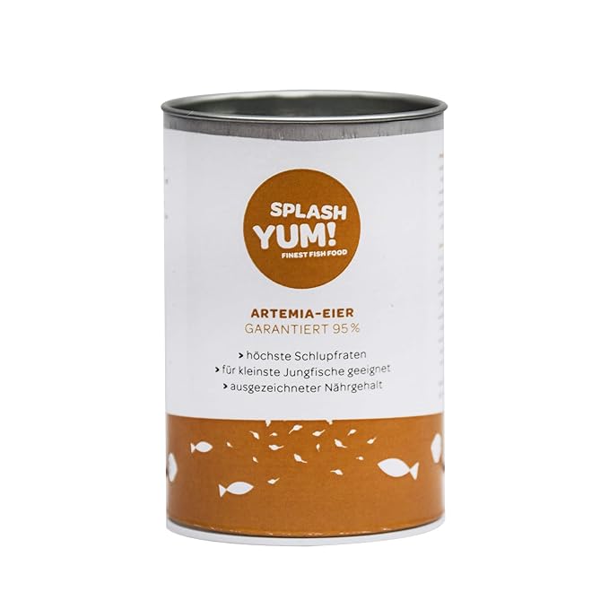 SplashYum! Artemia-Eier 95%+ Schlupfrate A++ Herstellung von Lebendfutter zur Aufzucht von Diskus-, Cichliden-, Guppy-, Molly