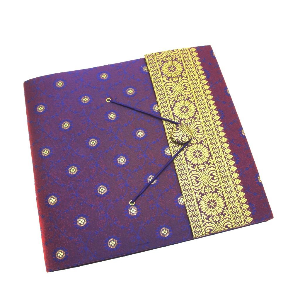 Sari Fabric Cover Photo Album Large | Purple | 30 Pages to fit 120 6x4 or 60 7x5 Photos | Fair Trade & Handmade | Scrapbooking and Crafting Picture Album