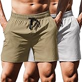 COOFANDY Men's Running Athletic Shorts 5 Inch 2 Pack Gym Workout Shorts Fitted Exercise Hiking Shorts with Zipper Pocket