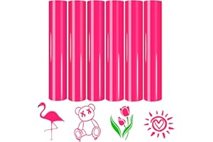Tintnut Hot Pink Neon HTV Vinyl - 6 sheets12x10 inch Pink Neon Iron on Vinyl Neon HTV Heat Transfer Vinyl for DIY T-Shirts Ne