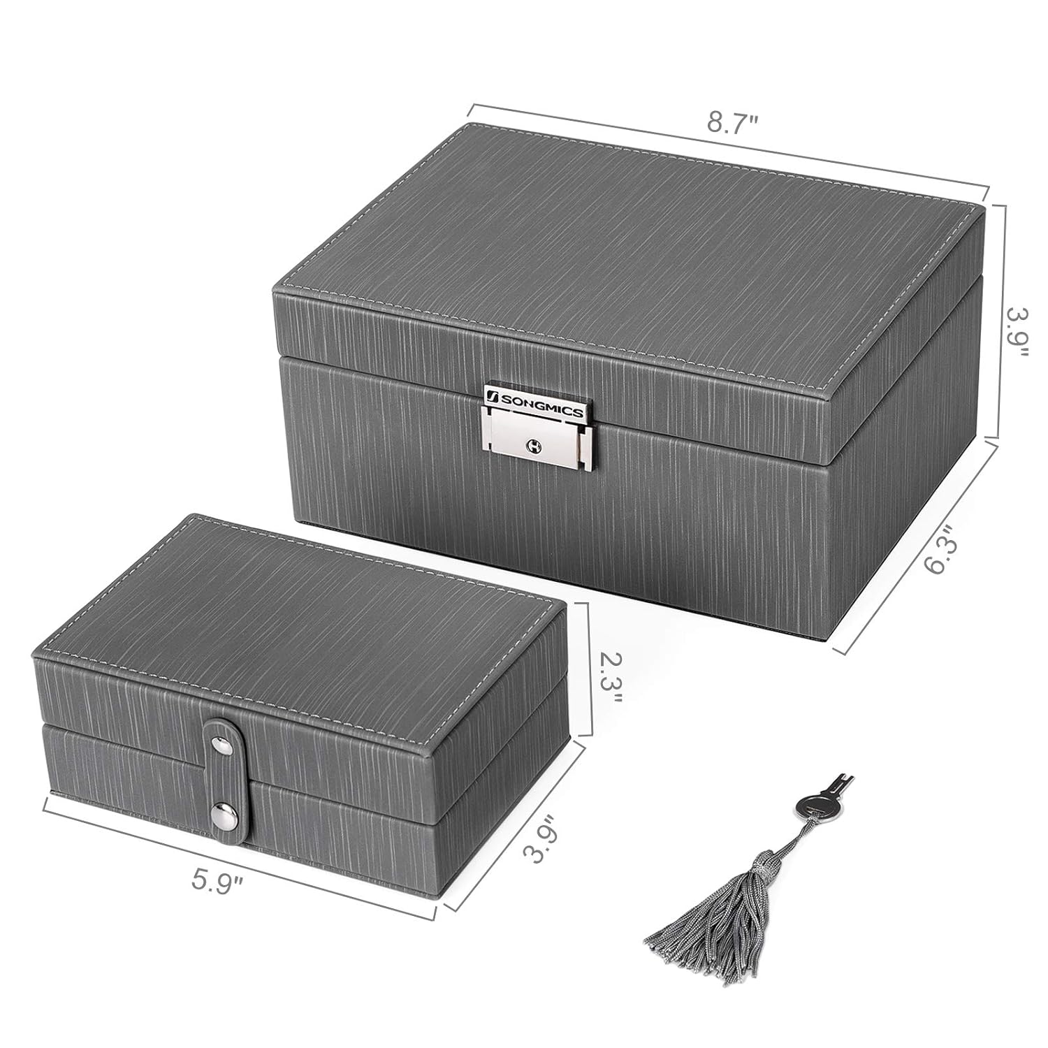 Removable Divider Black UJBC232BK SONGMICS 2Layer Jewelry Box Jewelry