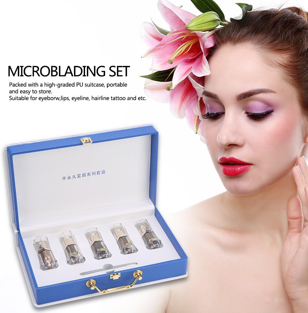 Microblading Pigment, Microblading Set 5 Colors Pigment Ink + Tattoo Pen Permanent Makeup Eyebrow Lips Tattoo Set