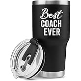Panvola Best Coach Ever Sports Coach Gifts Soccer Football Baseball Basketball Gym Trainor Mentor From Team Members Students Vacuum Insulated Tumbler Stainless Steel Travel Mug With Straw (30 oz)