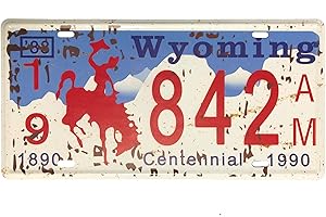 ROOKOPR Wyoming License Plate Aluminum Novelty Car Decor License Plates 12"x6" Front of Car Decorative Retro Rusty License Plate for Men Women Car-50