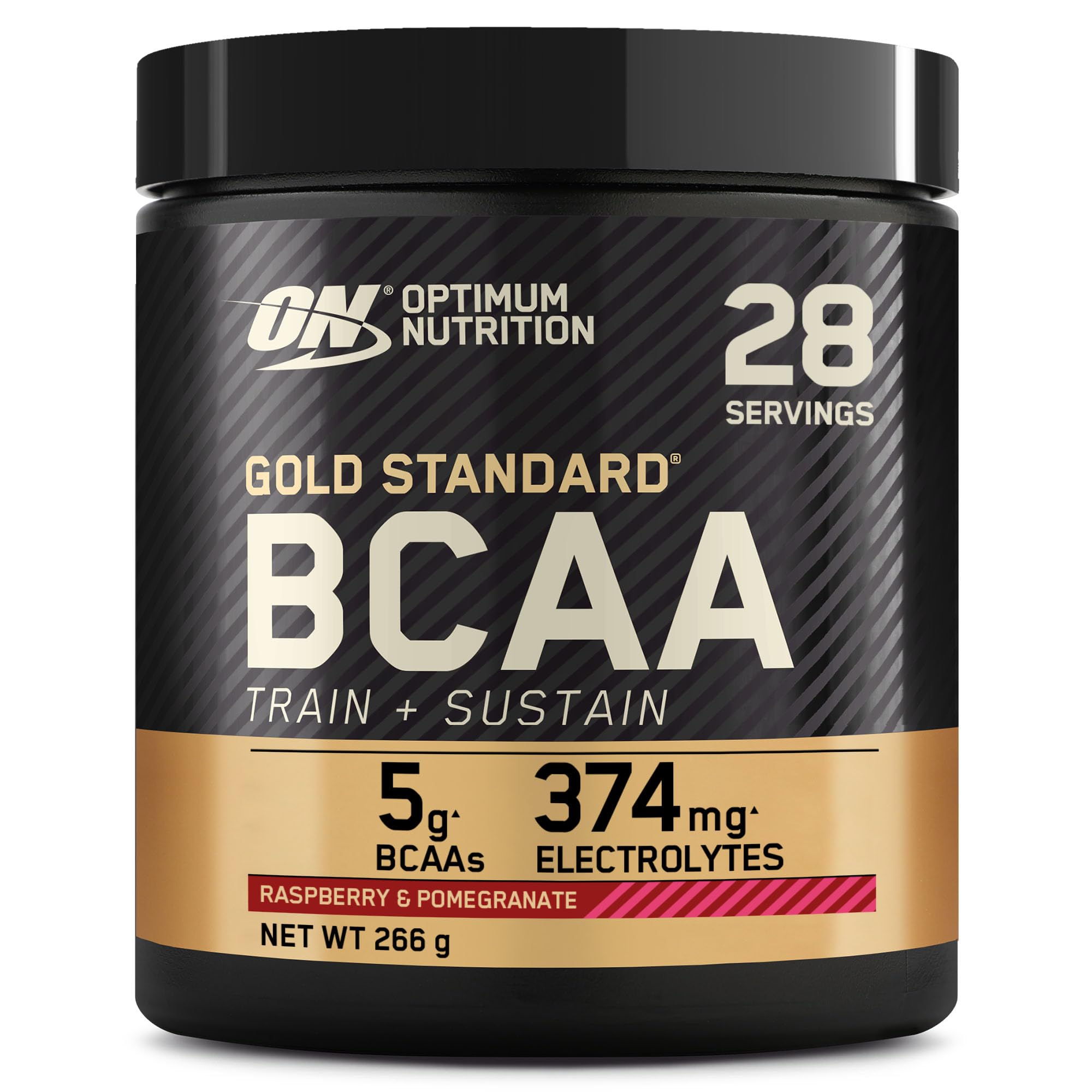 Optimum Nutrition Gold Standard BCAA Train + Sustain, Amino Acids Pre Workout Powder, Sports Drink with Vitamin C, Zinc, Magnesium and Electrolytes, Raspberry & Pomegranate Flavour, 28 Servings, 266 g