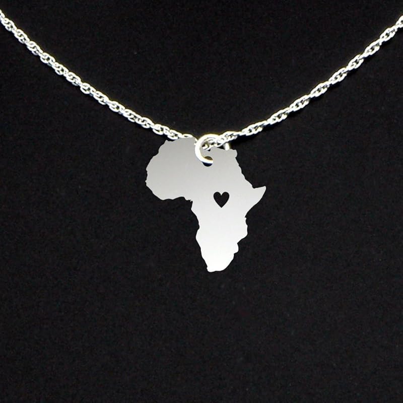Africa Necklace with Heart Sterling Silver Handmade