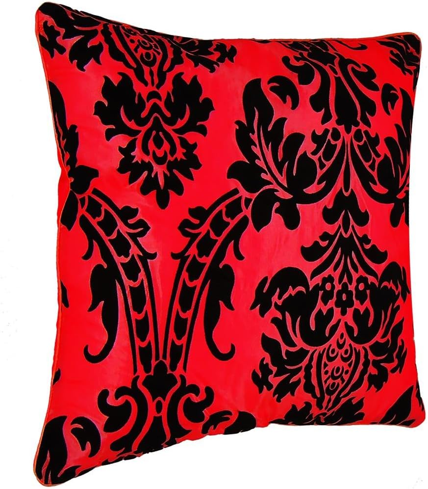 4 X Luxurious Damask Flock Polyester Taffeta With Microfibre Flocking Cushion Covers 18"x18