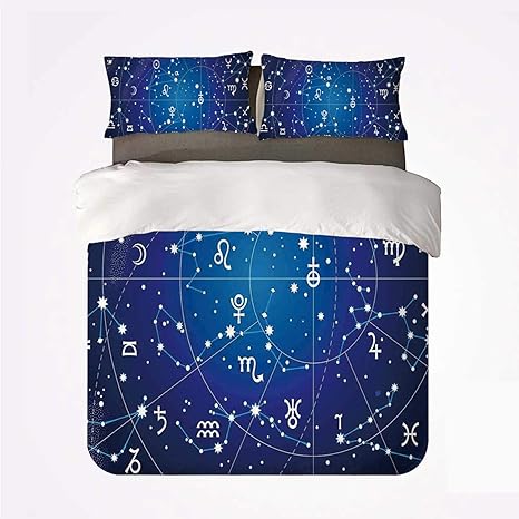 Popun Juego de Funda nórdica Astrology Soft Juego de Cama de 3 Piezas