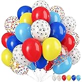 Dog Paw Print Balloons 12 Inch Red Blue Yellow Confetti Latex Party Balloon | Puppy Theme Dark Light Blue Red Yellow Helium Balloon for Dog Themed Carnival Circus Cartoon Kids Birthday Party Decorations