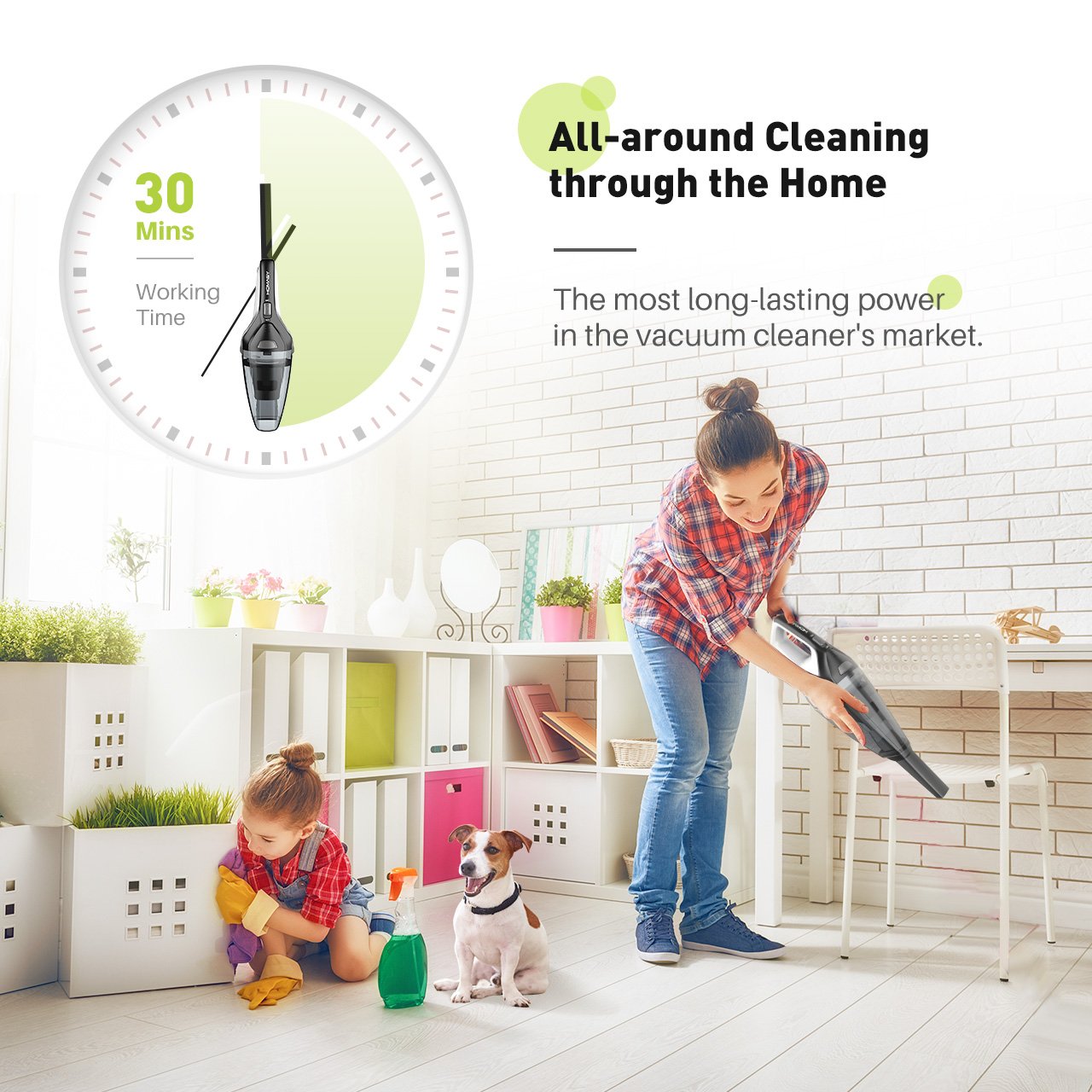 Homasy Portable Handheld Vacuum Cleaner Cordless, Powerful Cyclonic