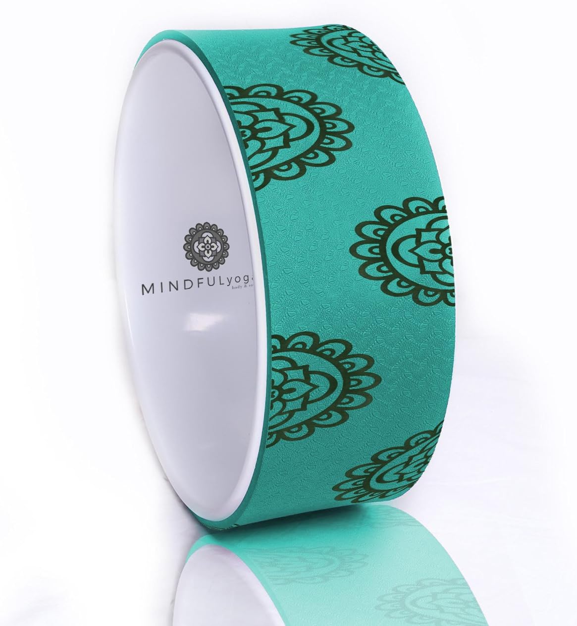 Mindful Yoga - Yoga Wheel & Pose Guide - Extra Strength Back Wheel, Eco-Friendly Stretching Prop and Yoga Accessory with Mat Material - USA Based Brand