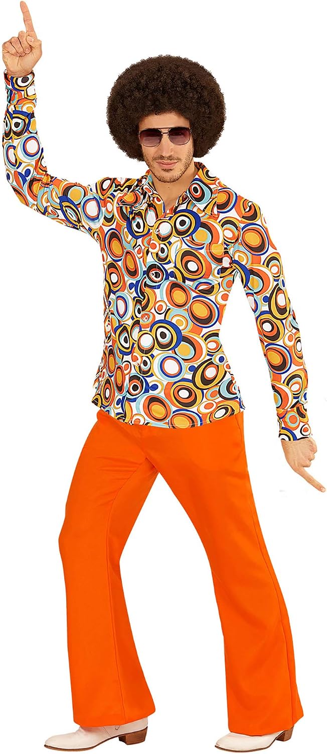 Chemise Disco Années 70 En Satin - Manches Longues Avec Volants - Blanc Taille XXL