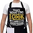 cusugbaso Grilling Aprons for Men,Cnavas Corss Back with Large Pockets Adjustable Chef Aprons, Funny Gifts for Men