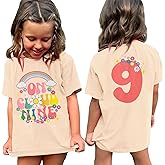AG AGUU On Cloud Nine Birthday Girl Shirts Kids Girls Birthday Outfits Flower 9th T-Shirt Party Tees Tops 9 Years Old