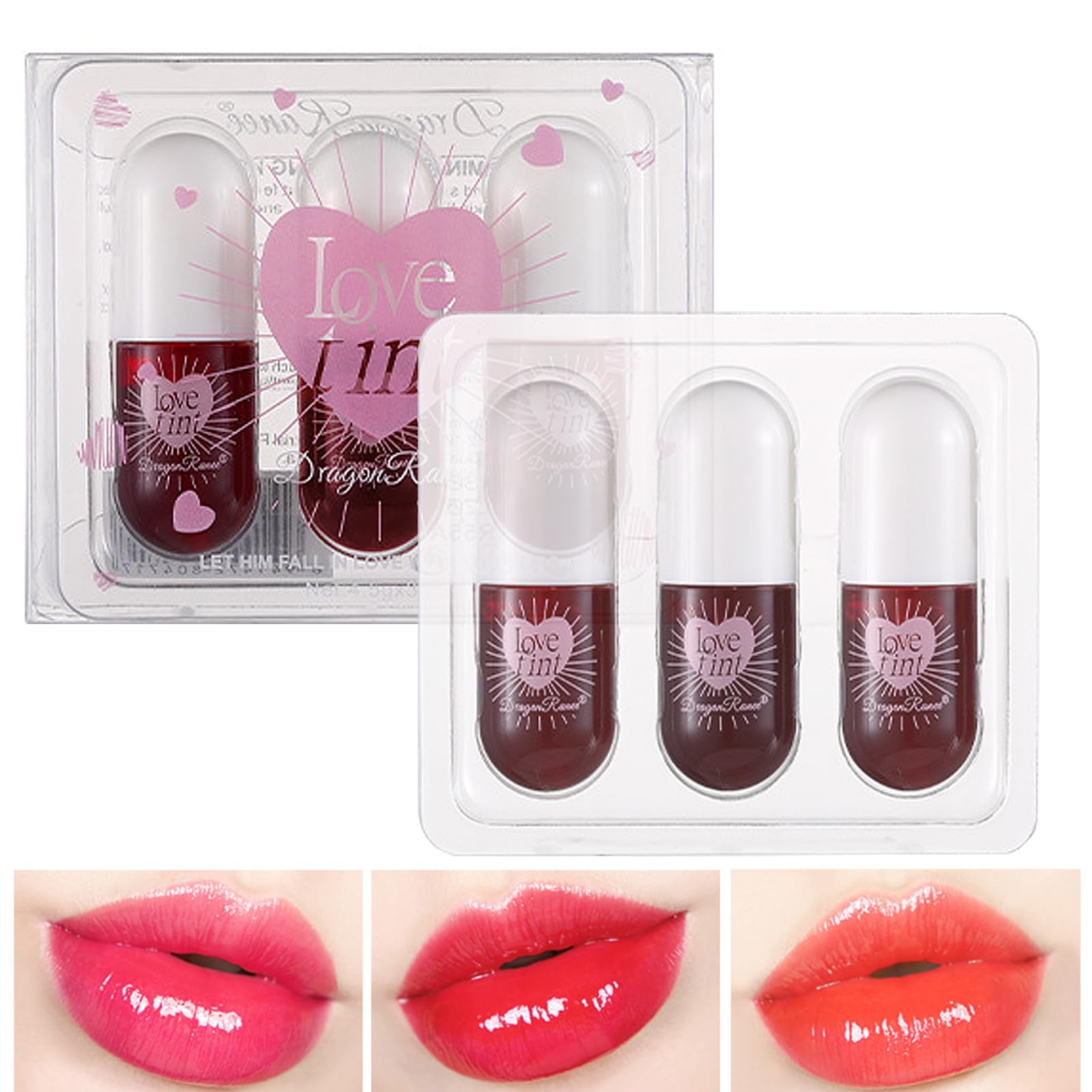 3-in-1 Lip Tint Stain Set - Mini Liquid Lipstick, Long Lasting, Waterproof & Hydrating Lip & Cheeks Stain