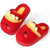 CicoMuin Hamburger Slippers Plush Fuzzy Slip on Indoor Thermal Slippers Comfy Memory Foam Non-slip House Shoes