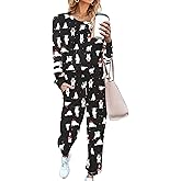 Ekouaer Sweatsuits Womens Loungewear Set Tracksuit Long Sleeve Pajamas Set with Pockets 2 Piece Outfits Lounge Sets