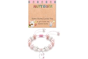 KINGSIN Easter Gifts for Girls Bunny Bracelets Easter Basket Stuffers