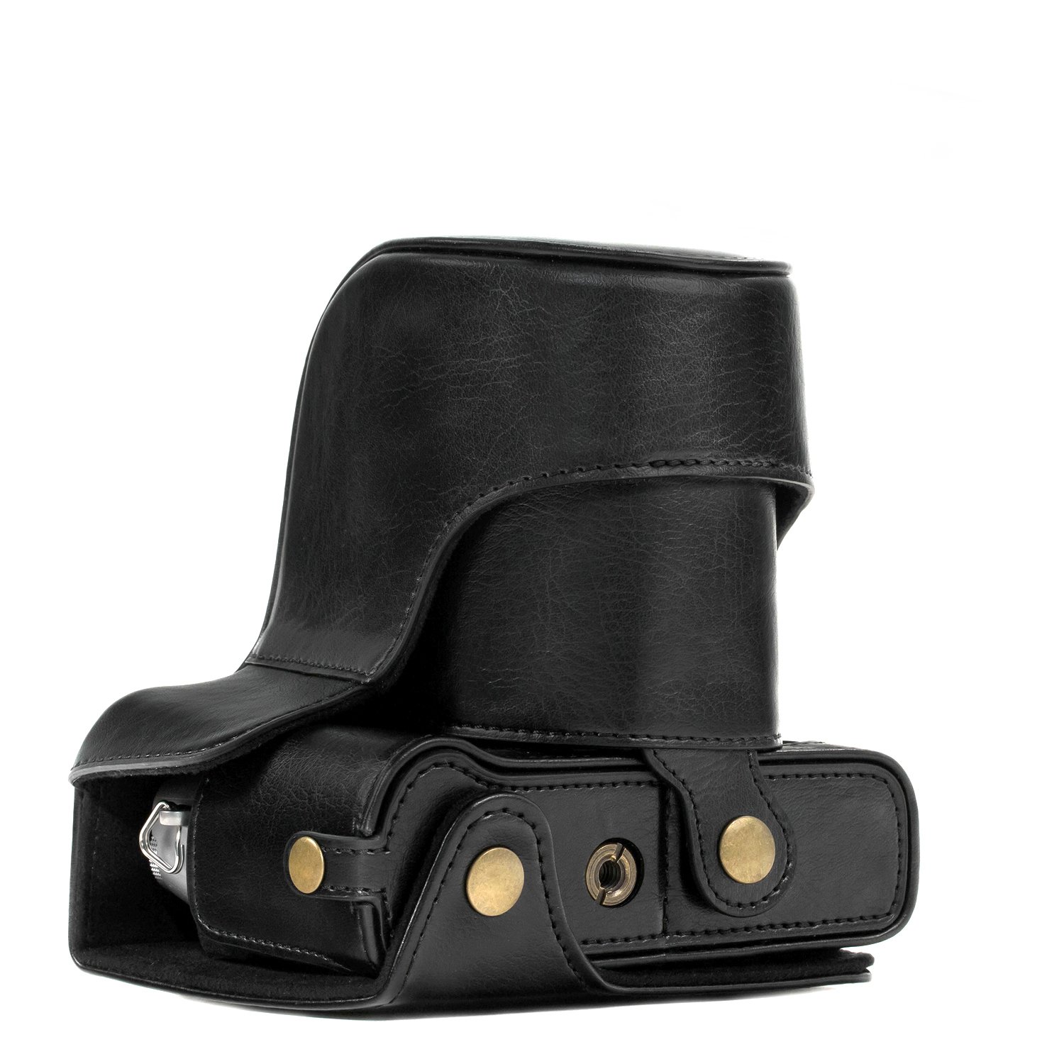 MegaGear MG576 Ever Ready Leather Camera Case and Strap compatible with Fujifilm X-T30, X-T20 (16-50mm / 18-55mm Lenses), X-T10 - Black