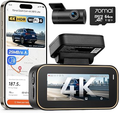 70mai A810 Lite 4K dash cam with 4G LTE remote monitoring