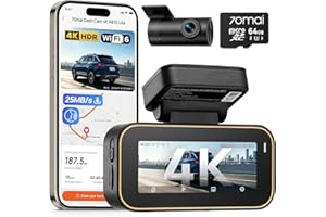 70mai A810 Lite 4K Dash Cam Front and Rear, 5GHz Wi-Fi 6 DashCam, Car Camera 4G LTE Remote Access, GPS Tracking, HDR Night Vision, 24H Parking Mode, Voice Control, Emergency Lock, Loop Recording