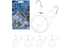 UNCLE MO'S SALTWATER TACKLE UMT Blackfish Snafu Rig 1, 5 &10 Pack Option -Size 3/0 BKK Octopus Hook - 60lb Heavy Duty Fluorocarbon, Dropper Loop - Hand Tied - Uncle Mo’s Saltwater Tackle Savage 17 Fathom Tautog Rig