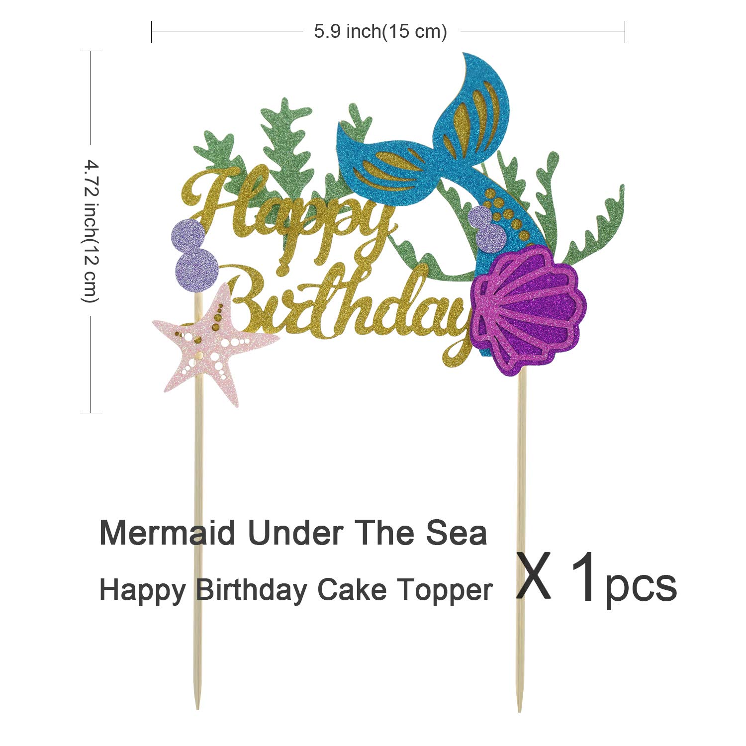 Ocean Glitter Mermaid Happy Birthday Cake Topper Under The Sea Mermaid Tail Cupcake Toppers For Baby Shower Party Decor Supplies By Shxstore Bakeware Decorating Tools Princepalace Co Th